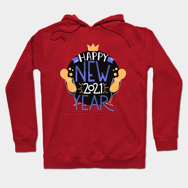 Happy New 2021 Year Hoodie by Mako Design 